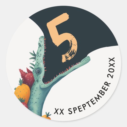 クロコダイレアリゲータトロピカルワイルド誕生日 ラウンドシール (正面)