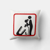 クロコダ食べ物を与えイルの動物園の看板に娘を追加しない クッション (裏面)