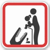 クロコダ食べ物を与えイルの動物園の看板に娘を追加しない シール (正面)