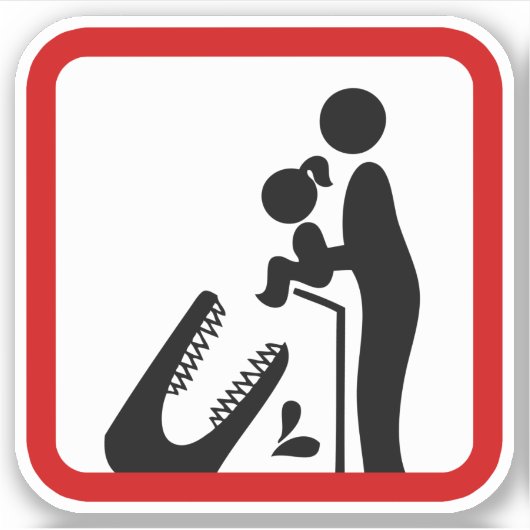 クロコダ食べ物を与えイルの動物園の看板に娘を追加しない シール (正面)