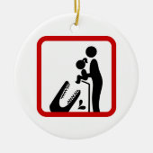 クロコダ食べ物を与えイルの動物園の看板に娘を追加しない セラミックオーナメント (正面)