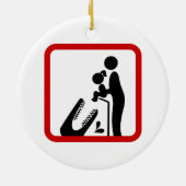 クロコダ食べ物を与えイルの動物園の看板に娘を追加しない セラミックオーナメント (裏面)