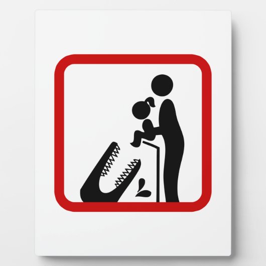 クロコダ食べ物を与えイルの動物園の看板に娘を追加しない フォトプラーク (正面)