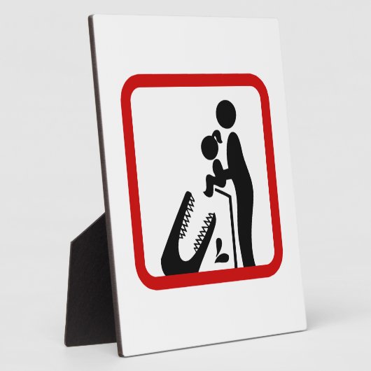 クロコダ食べ物を与えイルの動物園の看板に娘を追加しない フォトプラーク (側面)