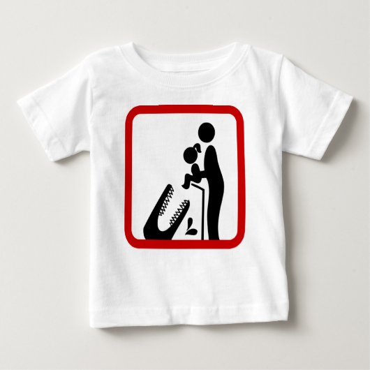 クロコダ食べ物を与えイルの動物園の看板に娘を追加しない ベビーTシャツ (正面)