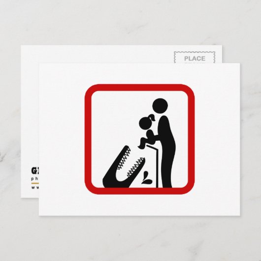 クロコダ食べ物を与えイルの動物園の看板に娘を追加しない ポストカード (正面/裏面)