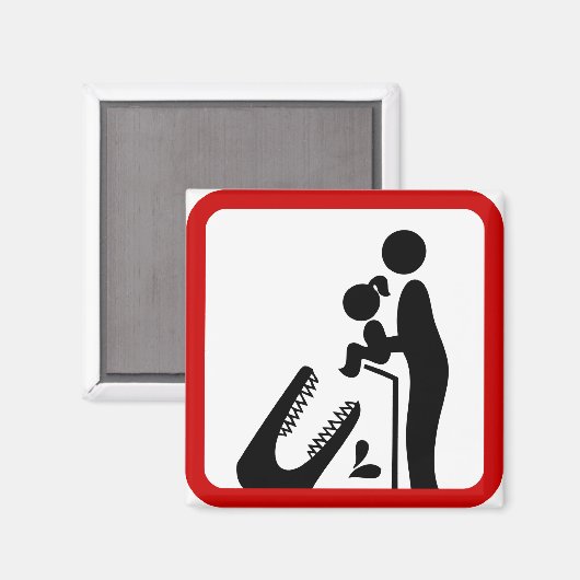 クロコダ食べ物を与えイルの動物園の看板に娘を追加しない マグネット (正面/裏面)