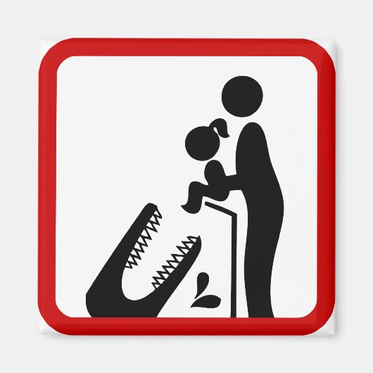 クロコダ食べ物を与えイルの動物園の看板に娘を追加しない マグネット (正面)