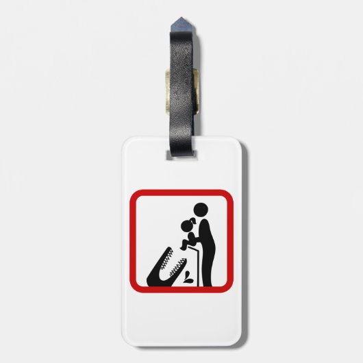 クロコダ食べ物を与えイルの動物園の看板に娘を追加しない ラゲッジタグ (裏面縦)