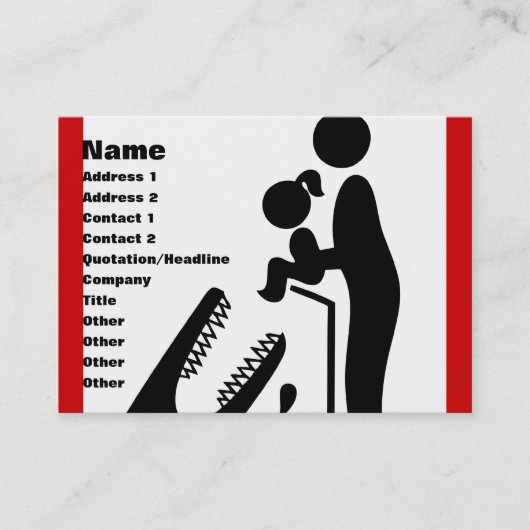 クロコダ食べ物を与えイルの動物園の看板に娘を追加しない 名刺 (正面)