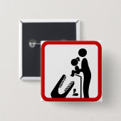 クロコダ食べ物を与えイルの動物園の看板に娘を追加しない 缶バッジ (正面&裏面)