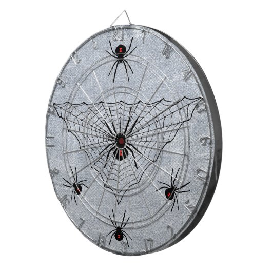 クロゴケグモのくもの白の赤い印のくもの巣 ダーツボード (正面右)