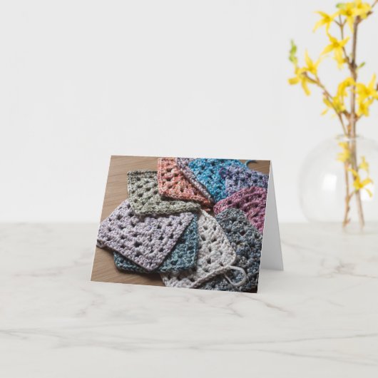 クロシェおばあちゃんスクエアクラフトカード カード (黄色い花)