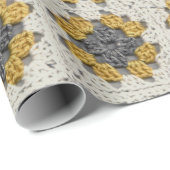 クロシェおばあちゃん広場の黄色と灰色 ラッピングペーパー (ロールコーナー)