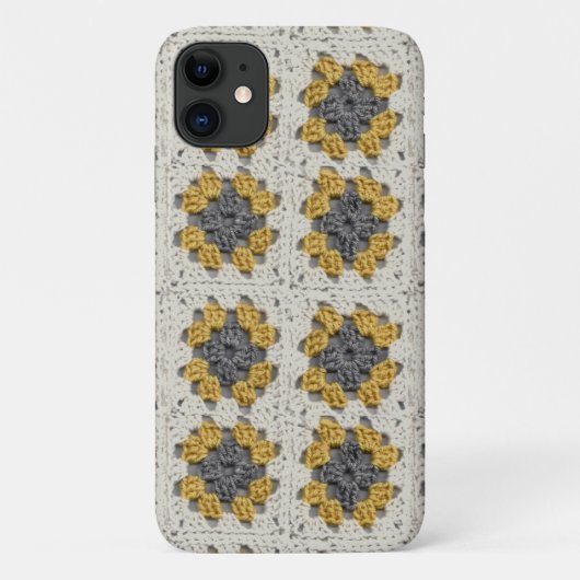 クロシェおばあちゃん広場の黄色と灰色 Case-Mate iPhoneケース (裏面)