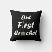 クロシェおもしろいーことわざ編み物引用文 クッション (正面)