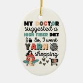 クロシェおもしろい編み物ギフト，フック，糸，ユーモア セラミックオーナメント (正面)