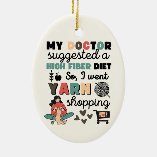 クロシェおもしろい編み物ギフト，フック，糸，ユーモア セラミックオーナメント (裏面)
