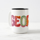 クロシェのパタ鮮やかーンのGEORGE名 ツートーンマグカップ (正面左)