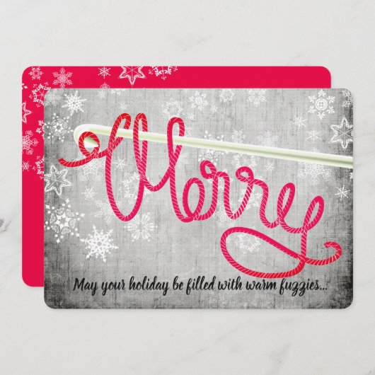 クロシェのフックのループ糸メリークリスマスカード シーズンカード (正面/裏面)