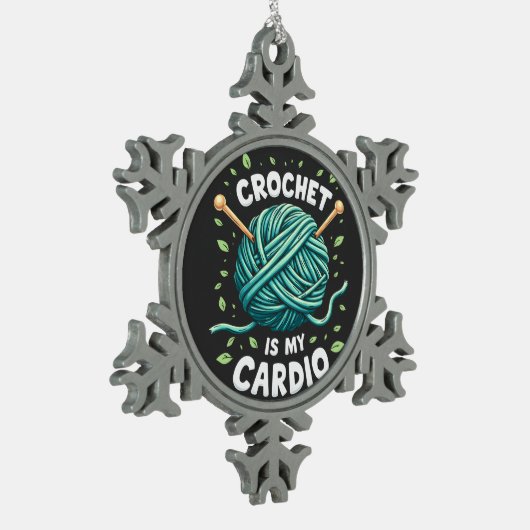 クロシェは私のカーディオ裁縫糸フィットネス スノーフレークピューターオーナメント (左)