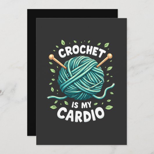 クロシェは私のカーディオ裁縫糸フィットネス 招待状 (正面/裏面)