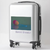 クロシェカラフルイースターエッグホリデービニールステッカー シール (スーツケース)