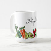 クロシェカラフルベジタブルシールのコラージュ名 コーヒーマグカップ (正面左)
