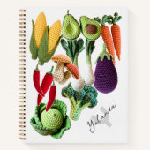 クロシェカラフルベジタブルマッシュルームのコラージュ名 ノートブック (正面)