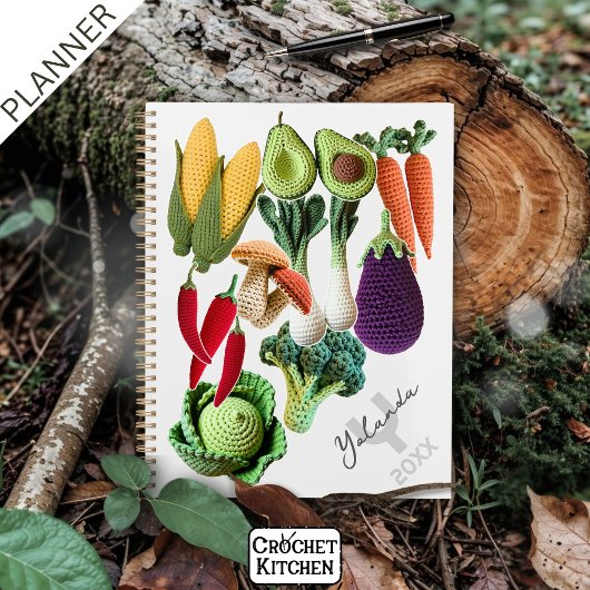 クロシェカラフルベジタブルマッシュルームのコラージュ名 プランナー手帳