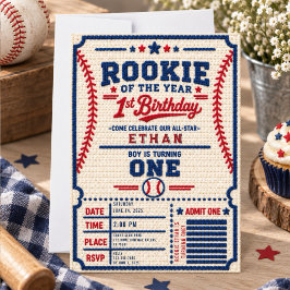 クロシェット野球チケット1歳の誕生日 招待状