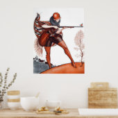 クロシェハットバード狩りのフラッパー女性 ポスター (キッチン)