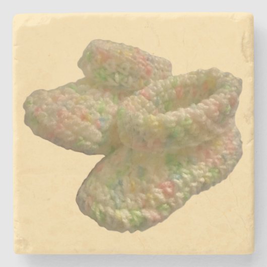 クロシェベビーシューズデザイン ストーンコースター (正面)