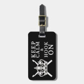 クロシェ保・クラフト上の静かなフック暗い ラゲッジタグ (正面縦)