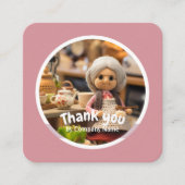 クロシェ女性用キッチンピンクありがとう スクエア名刺 (正面)