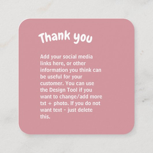 クロシェ女性用キッチンピンクありがとう スクエア名刺 (裏面)