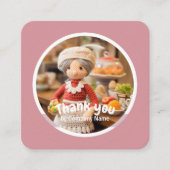 クロシェ女性用キッチンピンクありがとう スクエア名刺 (正面)