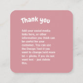 クロシェ女性用キッチンピンクありがとう スクエア名刺 (裏面)