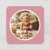 クロシェ女性用キッチンピンクありがとう スクエア名刺 (正面)