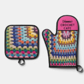 クロシェ恋人ギフト！可愛カスタムい 鍋つかみ&鍋敷きセット (正面)