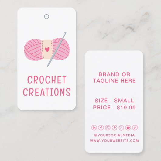 クロシェ服ラベル価格ラベル小規模企業 コーリングカード (正面/裏面)