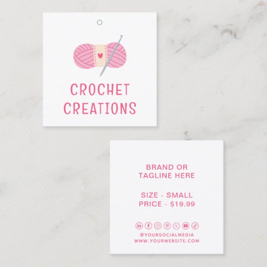 クロシェ服ラベル価格ラベル小規模企業 コーリングカード (正面/裏面)