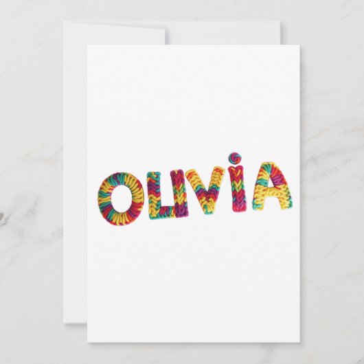 クロシェ模様の鮮やかオリビア名 招待状 (正面)