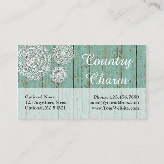 クロシェ素朴ットドイリーオンターコイズファームハウスウッド 名刺 (裏面)