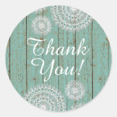 クロシェ素朴ドイリーオンターコイズウッドありがとう ラウンドシール (正面)