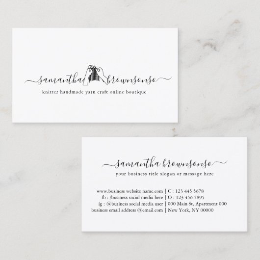 クロシェ編みニッター手作りヤーンクラフトブティック 名刺 (正面/裏面)