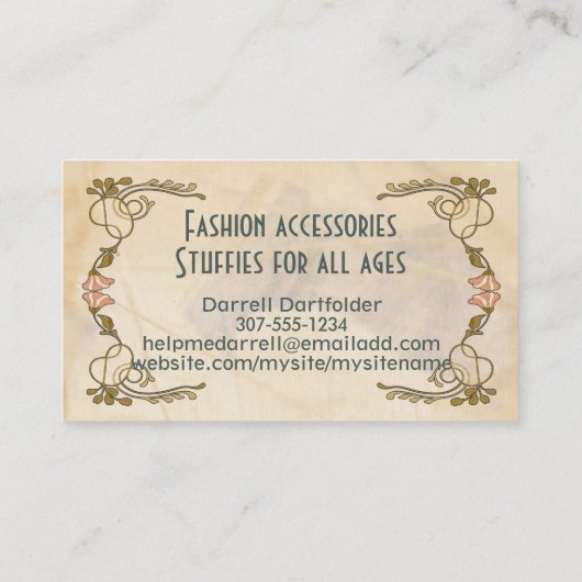 クロシェ編み物ハンドスパン糸フェアリー小妖精や小人女 名刺 (裏面)