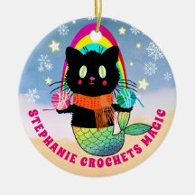 クロシェ魔法パーソナライズされたマーメイド猫ヤーン