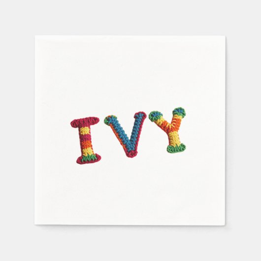 クロシェ鮮やかト模様のアイビー名 スタンダードカクテルナプキン (正面)