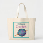 クロシェ！かぎ針と糸パーソナライズされた。ラーグ ラージトートバッグ (正面)